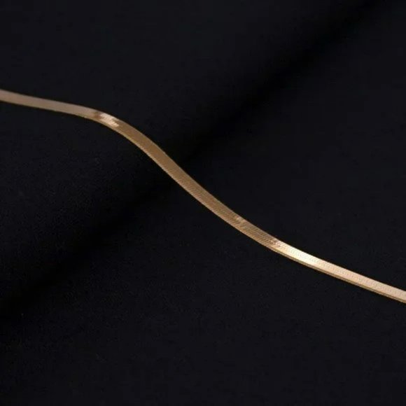 Herringbone Necklace Gold Plated Sterling Silver Herringbone Chain Stamped 925 - Picture 7 of 8